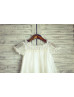 Short Sleeves Ivory Lace Chiffon Cute Flower Girl Dress